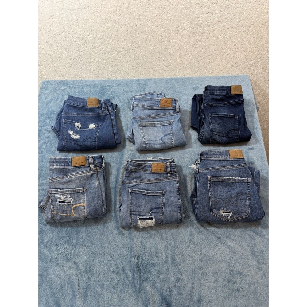 LOT 6 American Eagle Jeans Womens 12 Distressed Ripped Shredded Dream Next Level